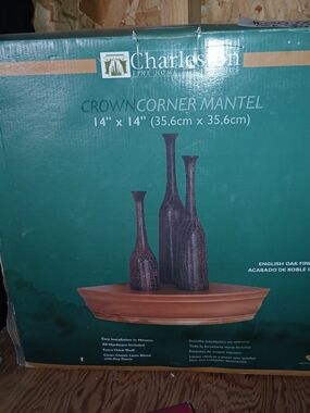 Charlton Home Teal and Brown Crown Corner Mantel